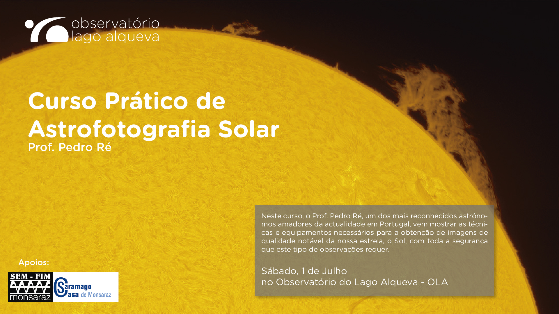 Curso Prático de Astrofotografia Solar
